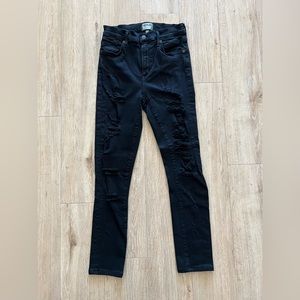 Agolde High Waisted Skinny Distressed Black Denim Jeans